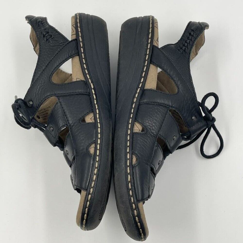 Taos Sandals Women 7 Black Ghilbert Leather Comfort Lace Up Outdoor Active Wedge - Picture 10 of 13